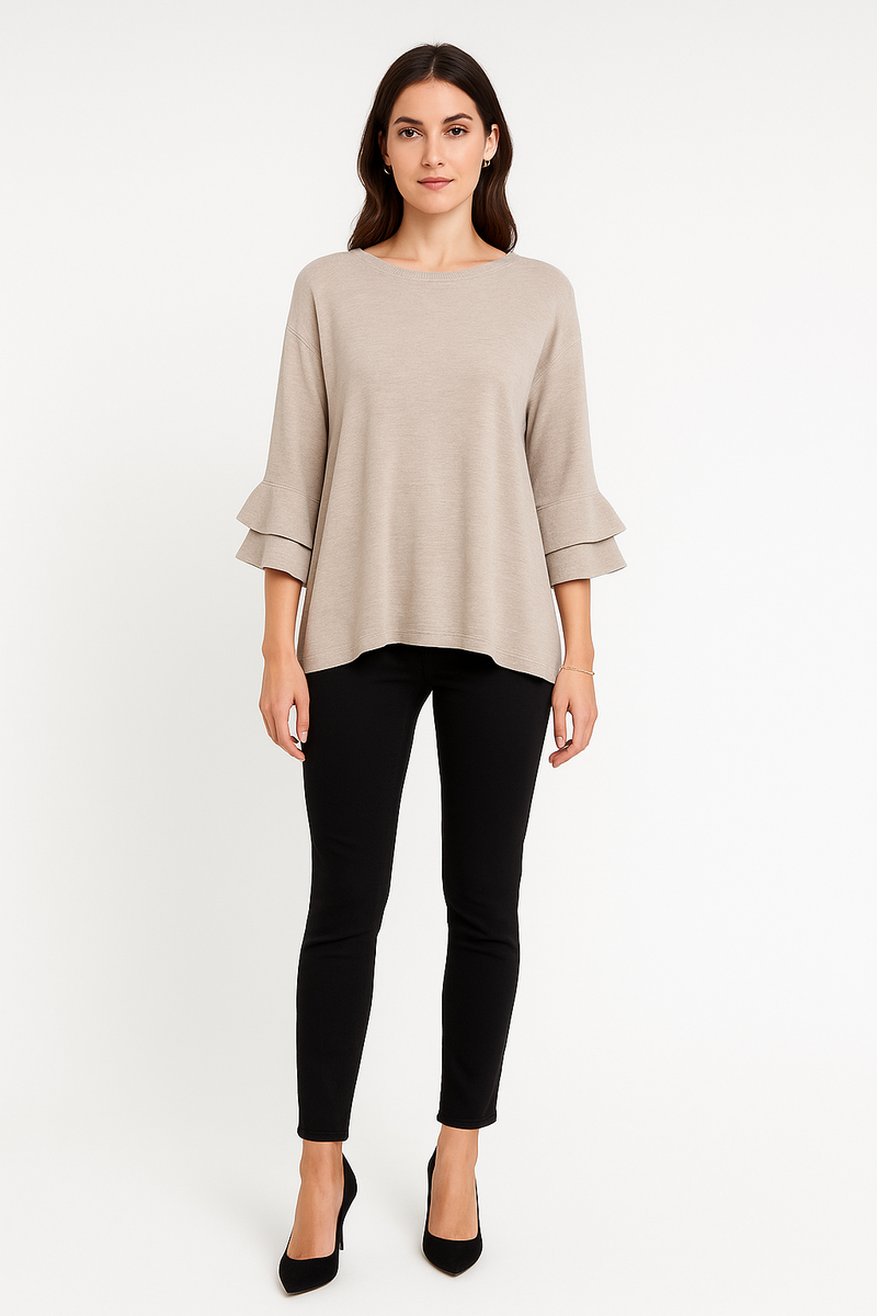Ruffle Sleeve Knit Top