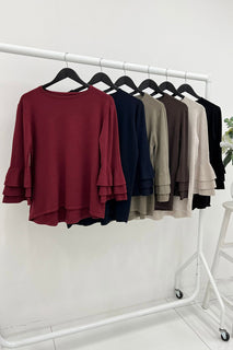 Ruffle Sleeve Knit Top