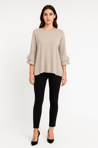 Ruffle Sleeve Knit Top