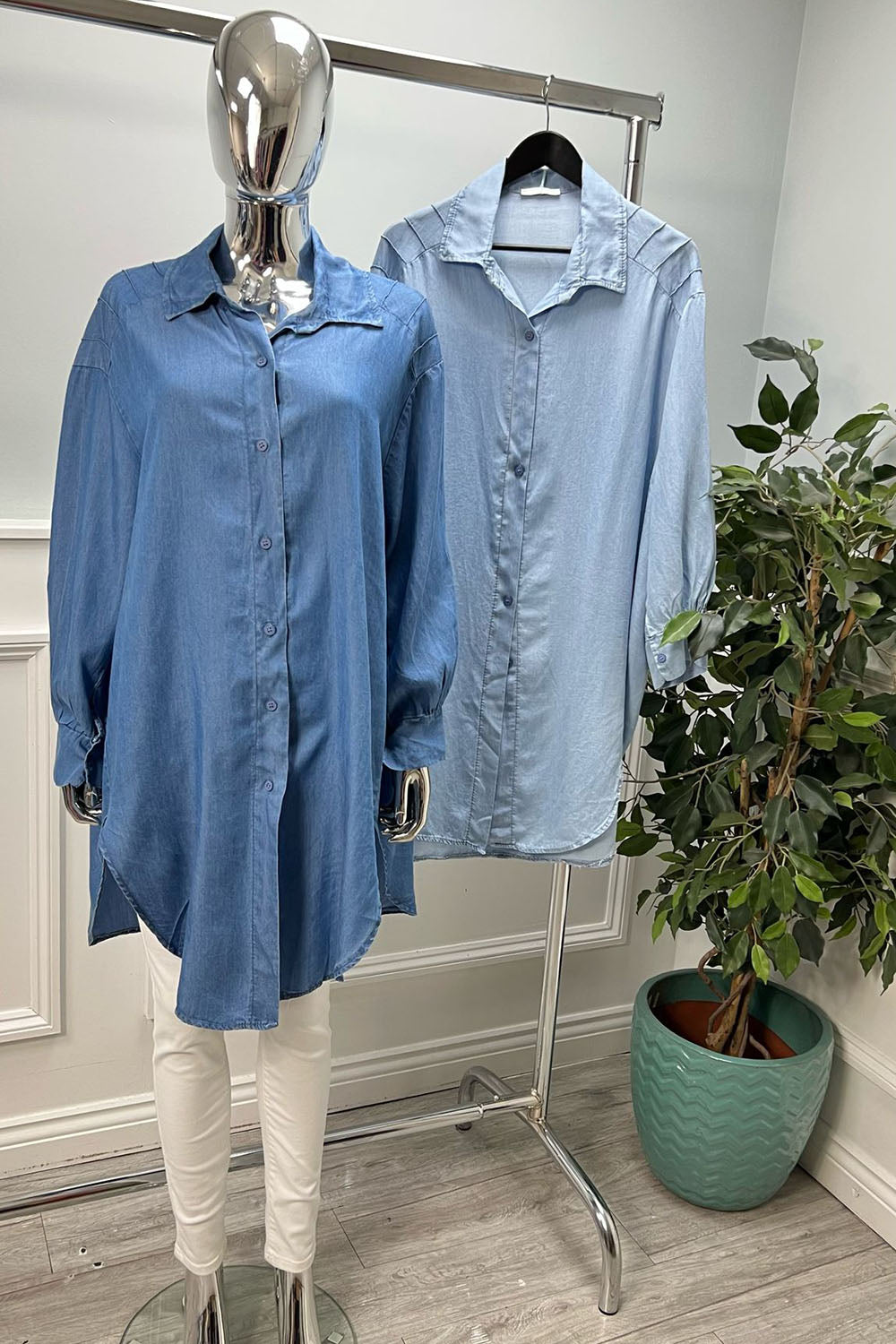 Collared, Button Through, 100% Tencel, Oversized Denim Shirt