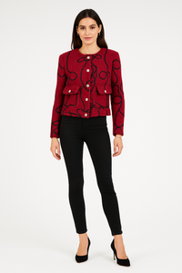 Cropped boucle jackets with front flap pockets