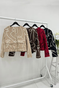 Cropped boucle jackets with front flap pockets