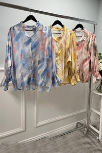 Long sleeves , relaxed fit printed Shirt with ruffle detailing on cuff