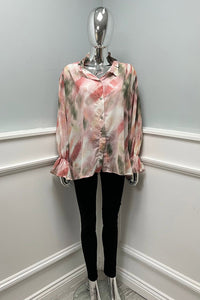 Long sleeves , relaxed fit printed Shirt with ruffle detailing on cuff