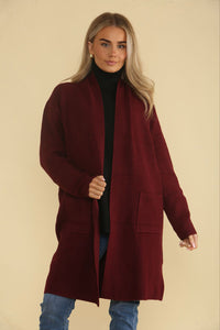 Collared, Viscose, Polymide & Modal Knitted, Two Pocket Cardigan