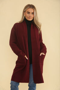 Collared, Viscose, Polymide & Modal Knitted, Two Pocket Cardigan