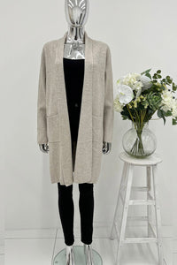 Collared, Viscose, Polymide & Modal Knitted, Two Pocket Cardigan