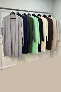 Viscose Cardigan, Mid-Length Open-Front Coat