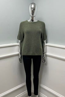 Soft brushed knit sweater with relaxed short sleeves