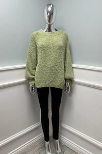 Round Neck, 4% Baby Alpaca, Lana Wool, Viscose & Acrylic Knitted, Balloon Sleeve Jumper