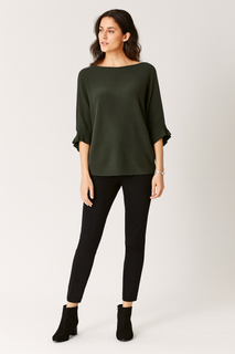 Round Neck, Frill Sleeve, Viscose Knitted Batwing Top