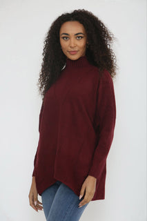Ribbed High Neck And Ribbed Cuff Detailed Batwing Jumper.