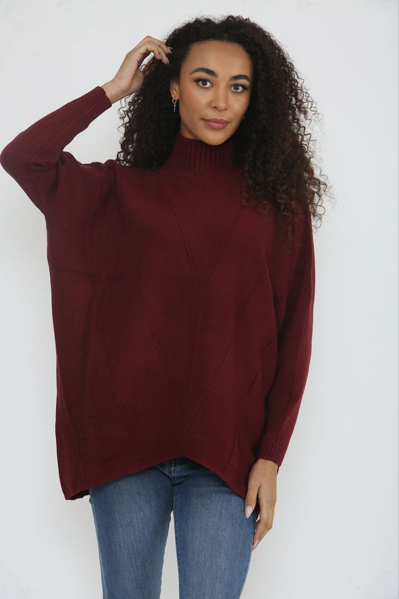 Ribbed High Neck And Ribbed Cuff Detailed, Viscose, Modal & Polymide Knitted Jumper