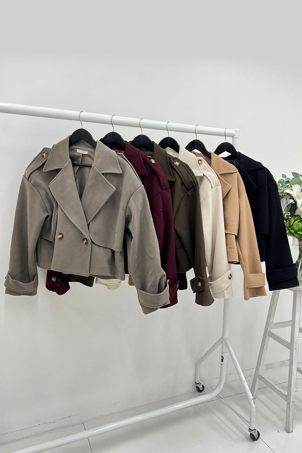 Cropped Double-Breasted Wool-Blend Jacket