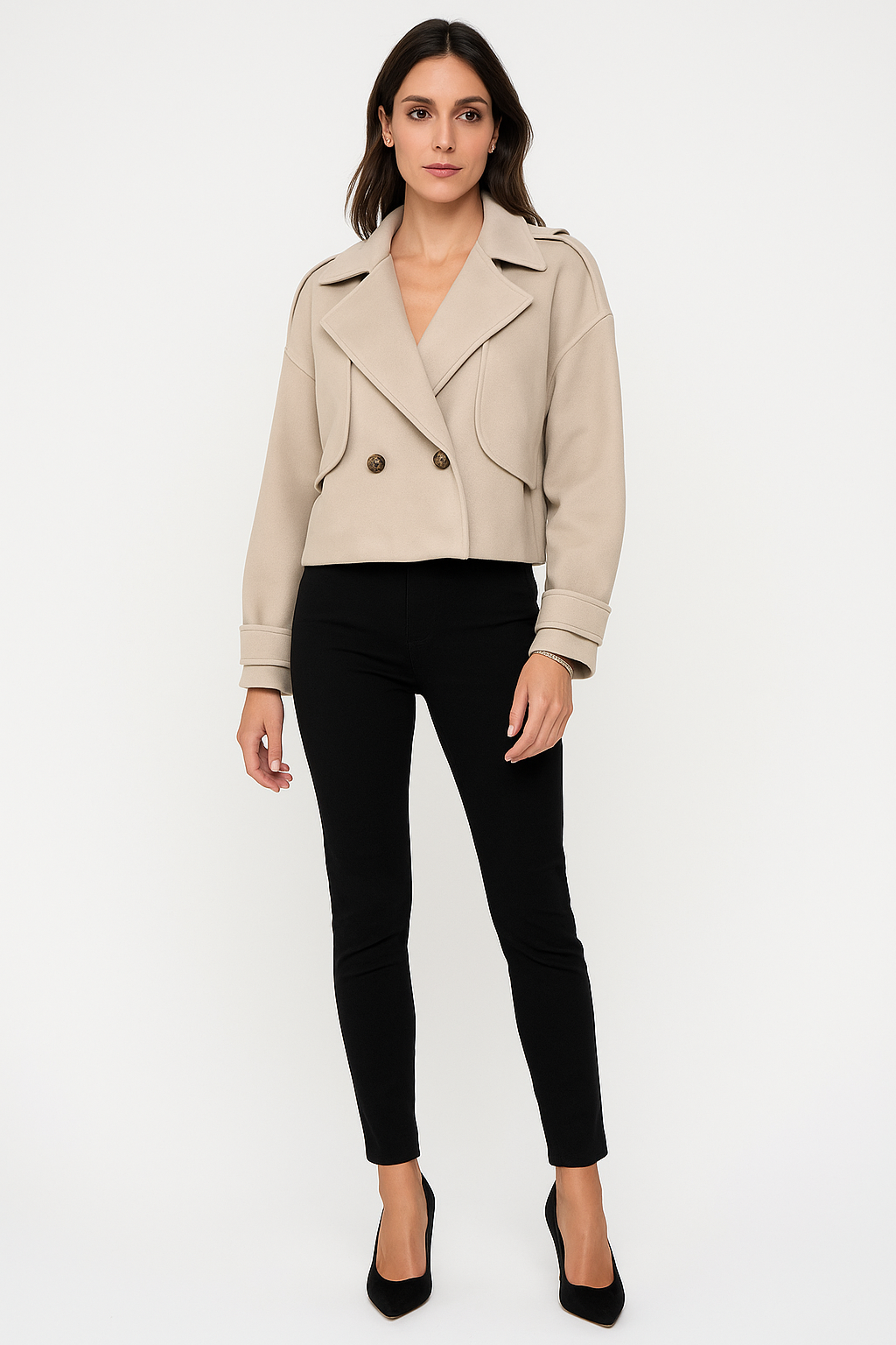 Cropped Double-Breasted Wool-Blend Jacket