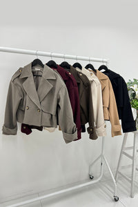 Cropped Double-Breasted Wool-Blend Jacket