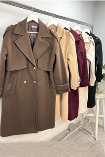 Double-Breasted Wool Trench Coat