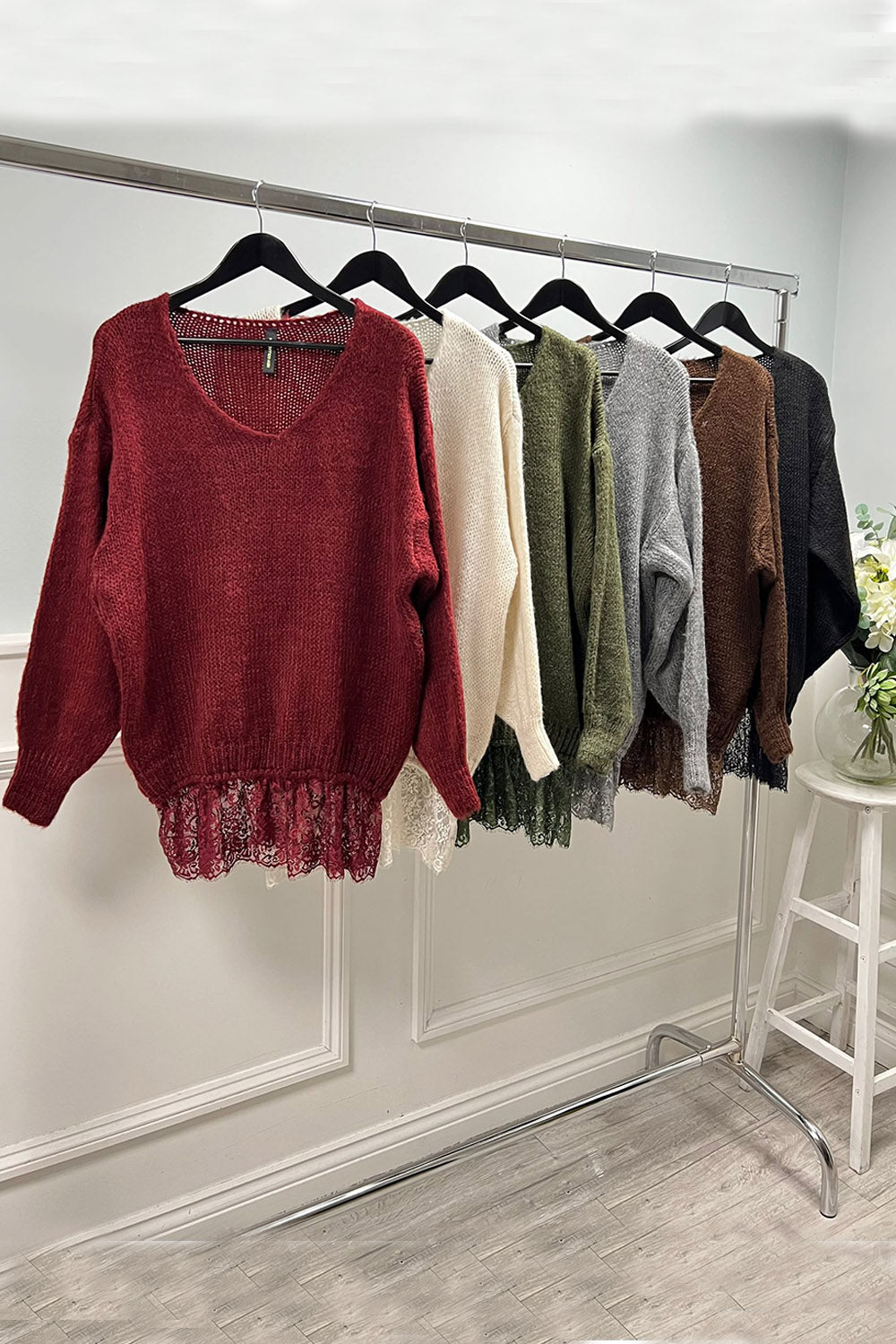 V-neck , oversized knitted jumper