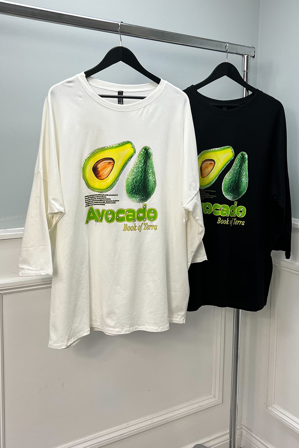 Round Neck Avacado print 100% Cotton, Oversized Top