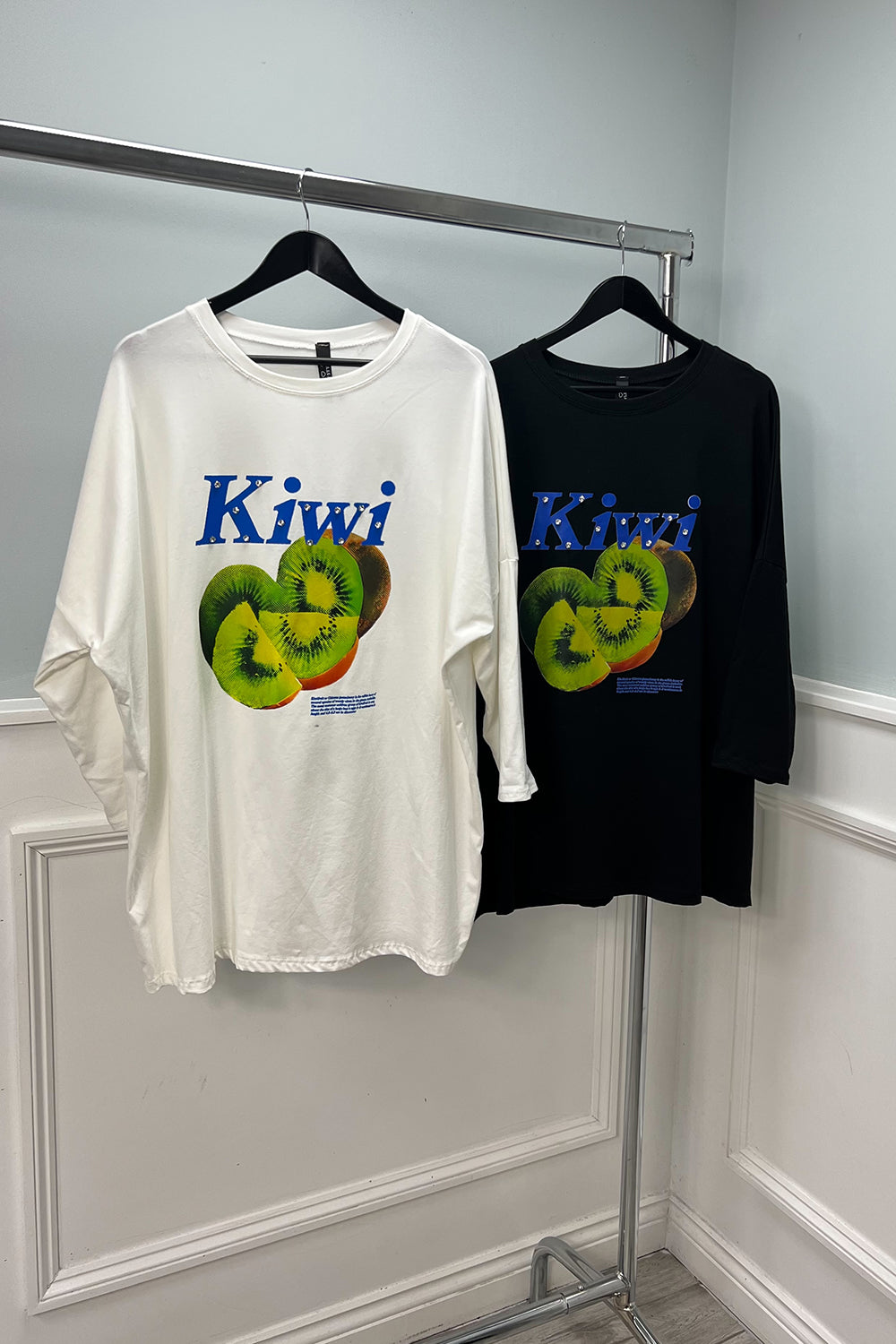 Round Neck, Kiwi 🥝 Print Oversized Top