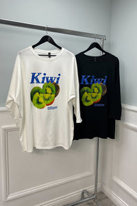 Round Neck, Kiwi 🥝 Print Oversized Top