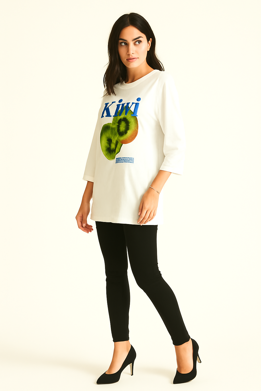 Round Neck, Kiwi 🥝 Print Oversized Top