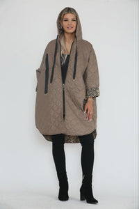 Zip Through, Two Pocket Quilted Hoodie Jacket