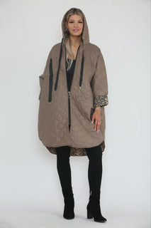 Zip Through, Two Pocket Quilted Hoodie Jacket