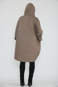 Zip Through, Two Pocket Quilted Hoodie Jacket