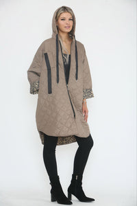 Zip Through, Two Pocket Quilted Hoodie Jacket