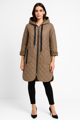 Zip Through, Two Pocket Quilted Hoodie Jacket