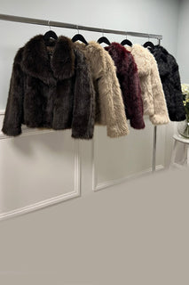 Faux fur  Jacket with wide, notched collar