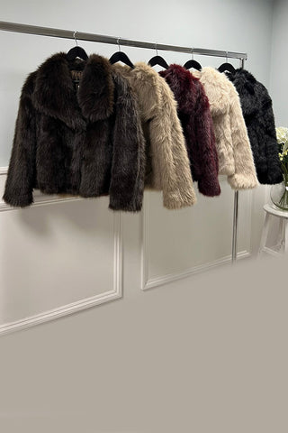 Faux fur  Jacket with wide, notched collar