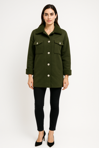 Collared, Button Through, Pocket Detailed, Teddy Jacket