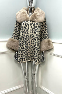 Leopard Faux-Fur Trim Coat