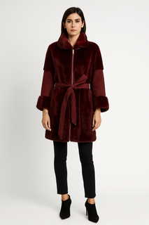 Plush Faux-Fur Belted Coat