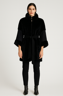 Plush Faux-Fur Belted Coat