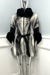 Luxurious faux fur coat with tie belt