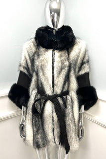 Luxurious faux fur coat with tie belt