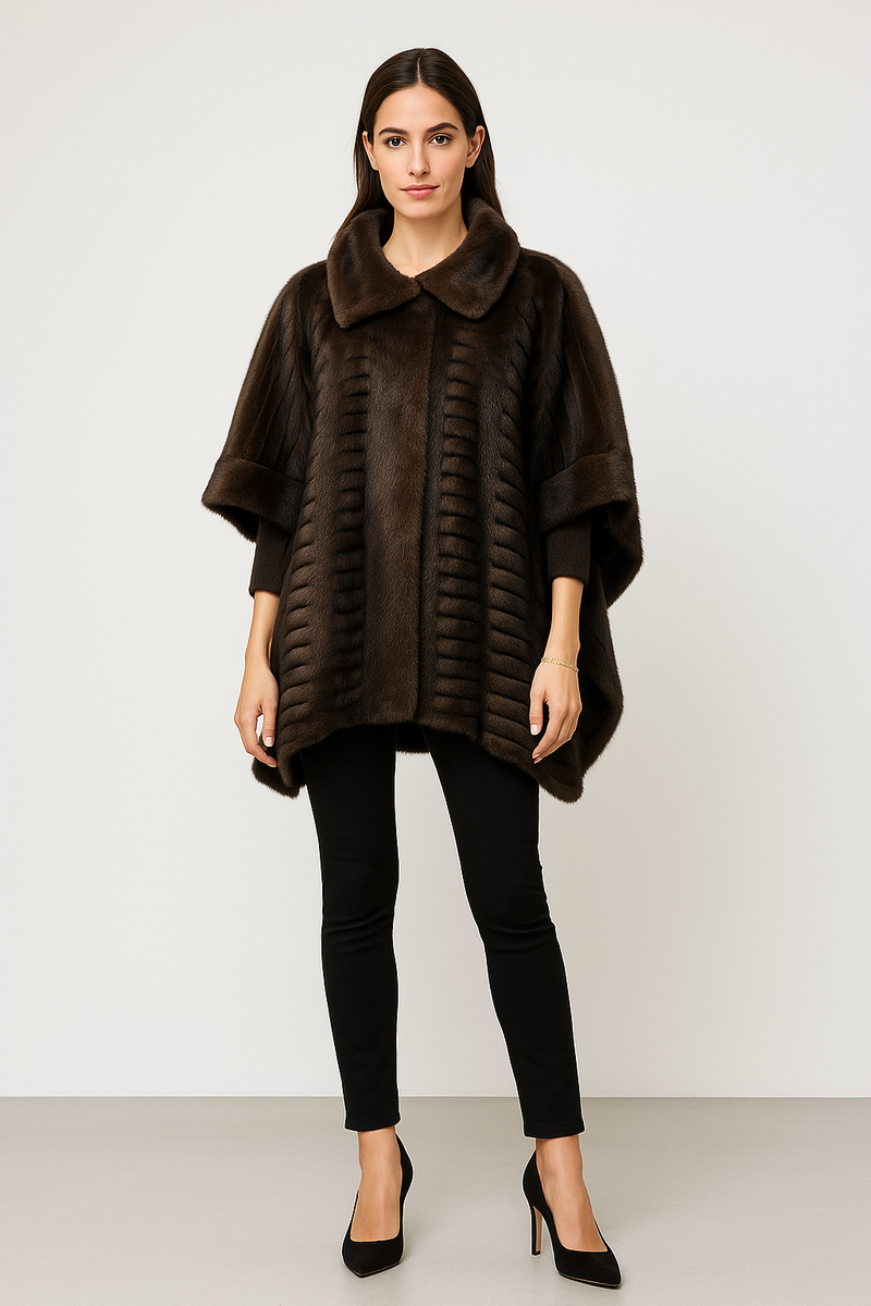 Collared, Button Through Fur Cape