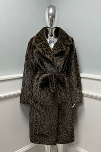 Faux fur leopard-print coat