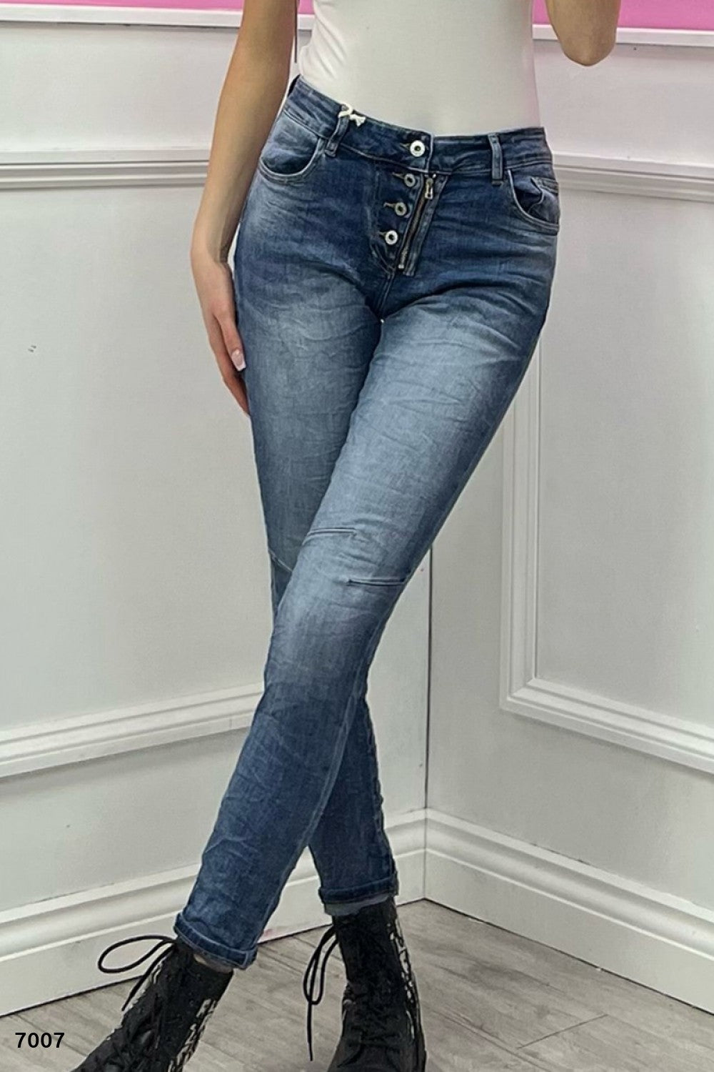 Buttoned & Zip Detailed, Melly & Co, Stretchy Jeans