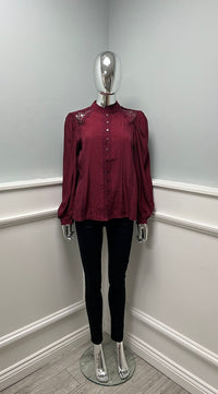 Shirt with lace detailing and pintuck front