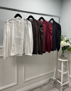 Shirt with lace detailing and pintuck front