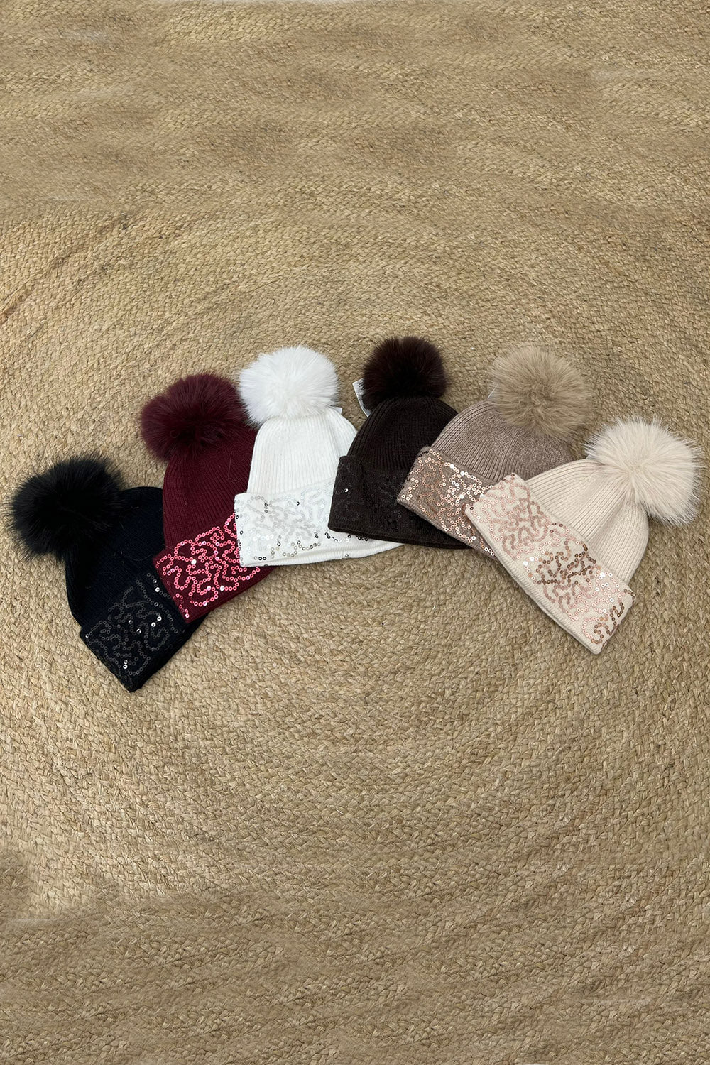 Sequin & Pom Pom Detailed Hat