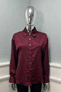 Golden Button Detailed, Satin Shirt.