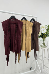 Sleeveless Waistcoat with Long, flowing fringe trim