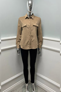 Suede Shirt with Polished Detail