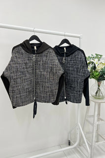 Zip Through, Two Pocket Quilted Hoodie.