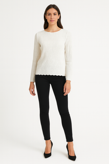 Round Neck, Lana Wool, Acrylic & Nylon Light Knitted Top